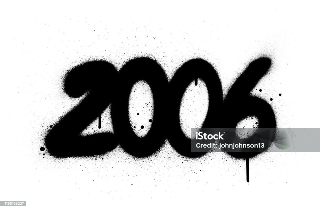 Graffiti Number 2006 Sprayed In Black Over White Stock ...