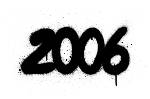 Graffiti Number 2006 Sprayed In Black Over White Stock ...