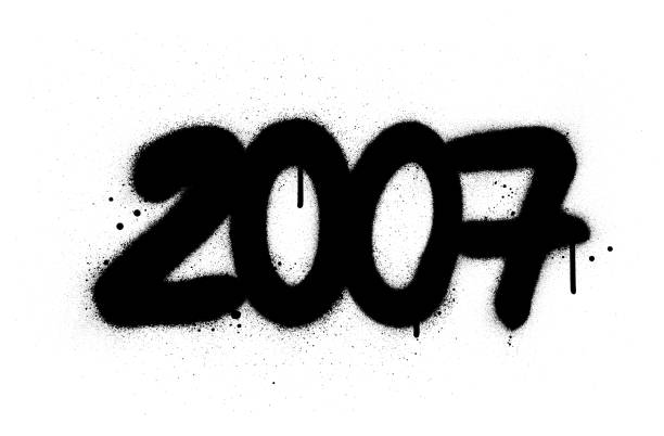 Graffiti Number 2007 Sprayed In Black Over White Stock ...