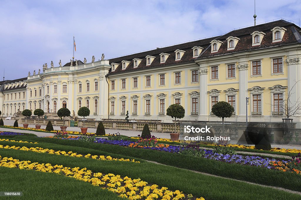 Palace Ludwigsburg with Spring Flowers  Ludwigsburg Stock Photo