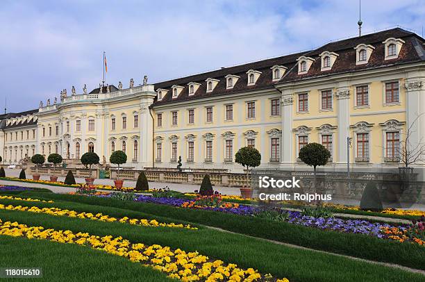 Palace Ludwigsburg With Spring Flowers Stock Photo - Download Image Now - Ludwigsburg, Ancient, Architecture