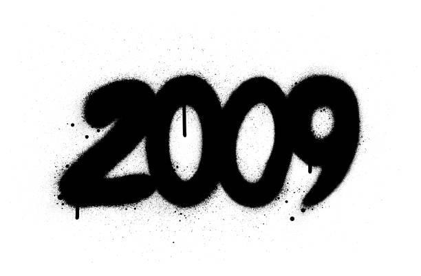 Graffiti Number 2009 Sprayed In Black Over White Stock ...