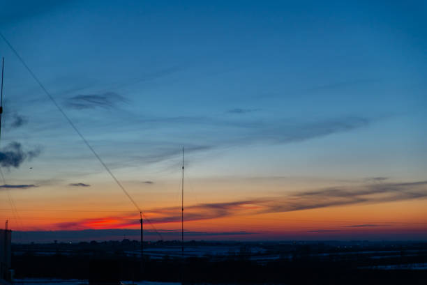 istock view of winter sunset over snowed field. copy space 1180158106