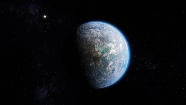 istock Habitable Earth like Alien Exoplanet with Moon in Space 1180159849