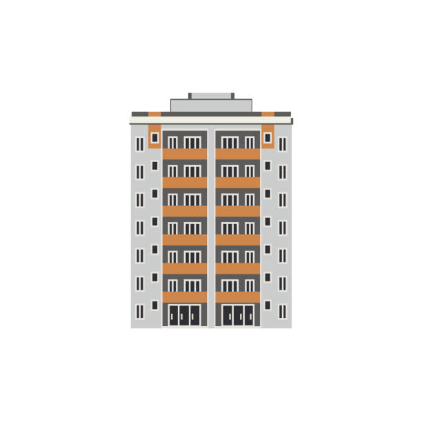 istock City multistorey house front view with balconies, windows and doors. 1180161755