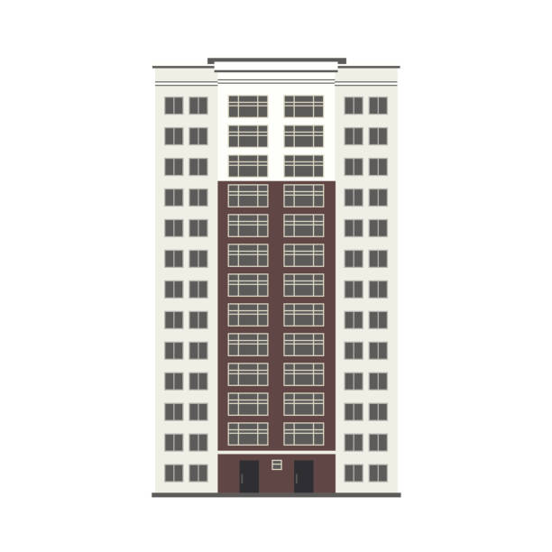 istock City multistorey building exterior front view with windows, balconies and doors. 1180161776