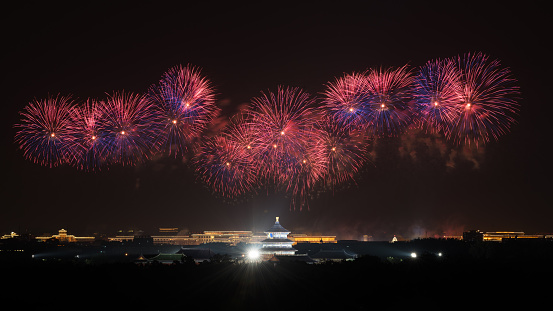 China Beijing National Day Fireworks Display celebrates the 70th