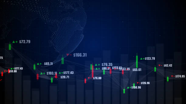 디지털 데이터, 주식 시장 또는 증권 거래소 거래, 투자 및 금융 개념의 가격의 상승 추세 또는 하락 추세와 촛대 그래프 차트. - oscillator 뉴스 사진 이미지