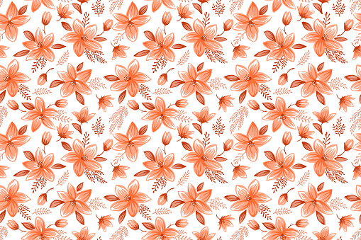 Seamless floral pattern with cute decorative flowers and leaves vector illustration