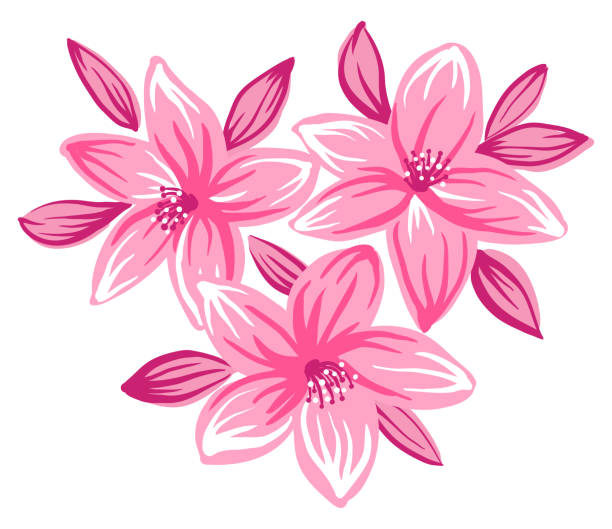 dekorative blumenornament - azalea stock-grafiken, -clipart, -cartoons und -symbole