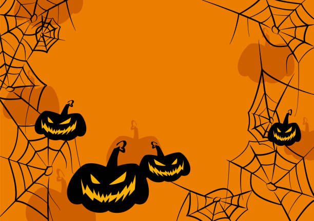 istock Orange Halloween Creepy Pumpkins and Cobwebs Frame 1180165818