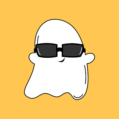 Cute Cartoon Cool Ghost With Sunglasses Funny Halloween Vector Illustration  Stock Illustration - Download Image Now - iStock