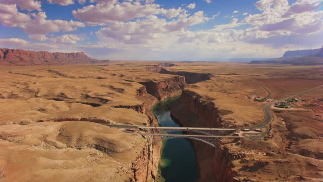AERIAL Marble Canyon and the Navajo Bridge, AZ, USA