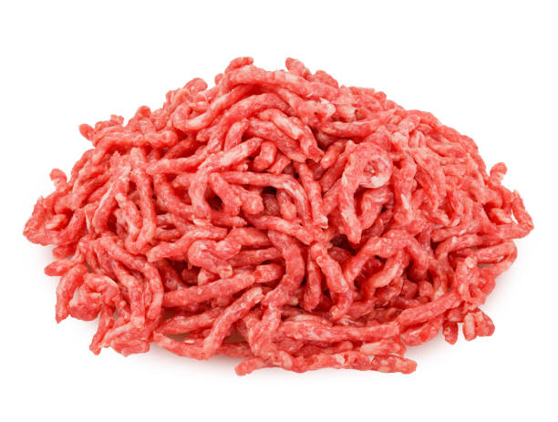 minced meat, pork, beef, forcemeat, clipping path, isolated on white background, full depth of field minced meat, pork, beef, forcemeat, clipping path, isolated on white background, full depth of field ground beef photos stock pictures, royalty-free photos & images