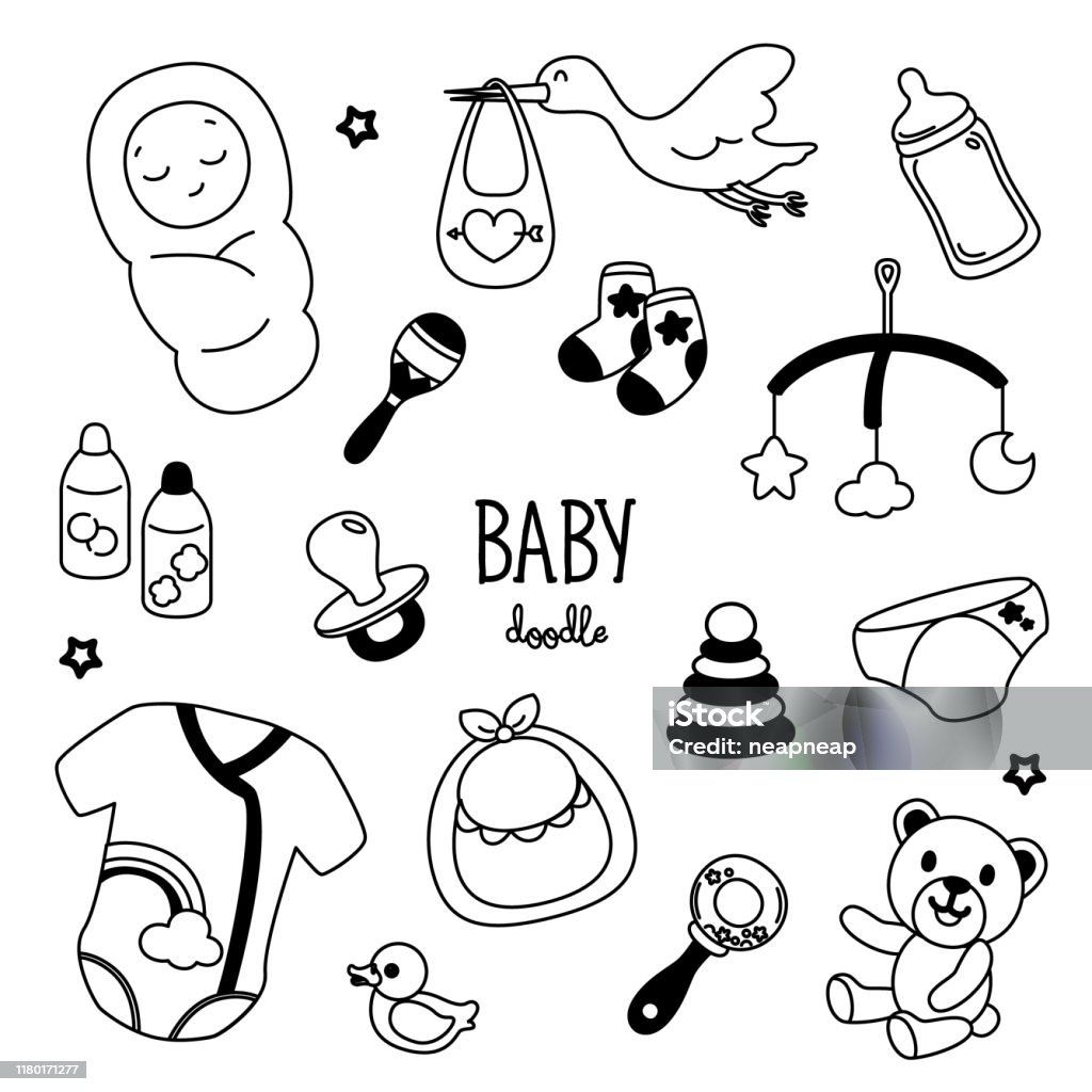 Ilustración de Estilos De Dibujo A Bebé Toba Colorear Para Recién Nacidos y más Vectores de Derechos de Bebé -