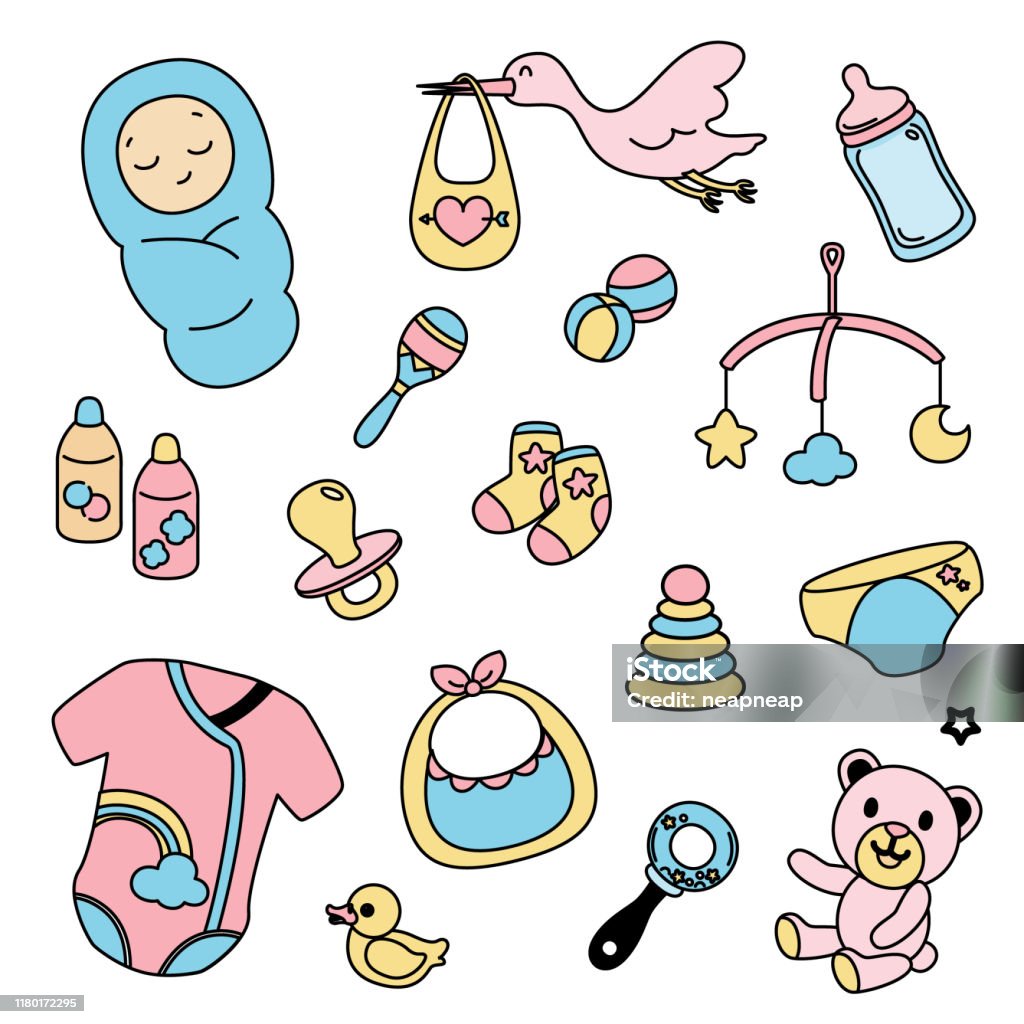 Ilustración de Estilos De Dibujo A Bebé Toba Colorear Para Recién Nacidos y más Vectores de Derechos de Bebé -