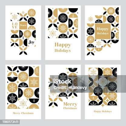 istock Holiday greeting card set with snowflakes 1180173411