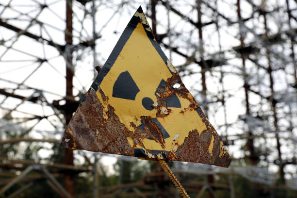Radioactivity sign in Chernobyl Radioactivity sign in Chernobyl pripyat city photos stock pictures, royalty-free photos & images