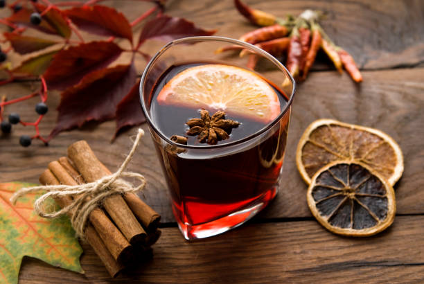 istock Mulled wine with citrus fruits and spices 1180176837