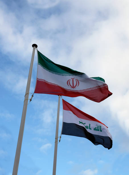 istock National flags of Iran and Iraq 1180177312