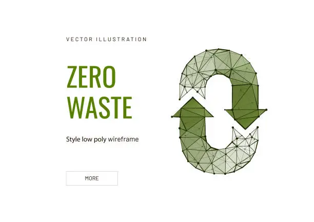 Vector illustration of Waste recovery low poly wireframe landing page template