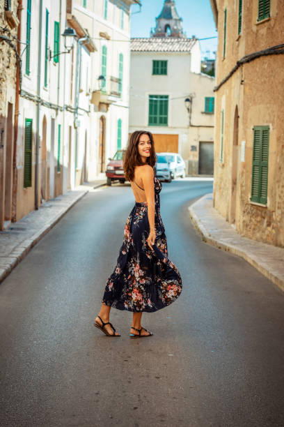brunette woman on vacation on majorca