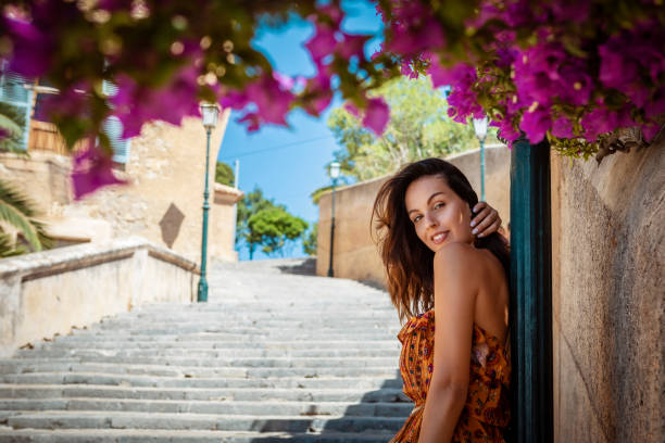 istock brunette woman on vacation on majorca 1180178428