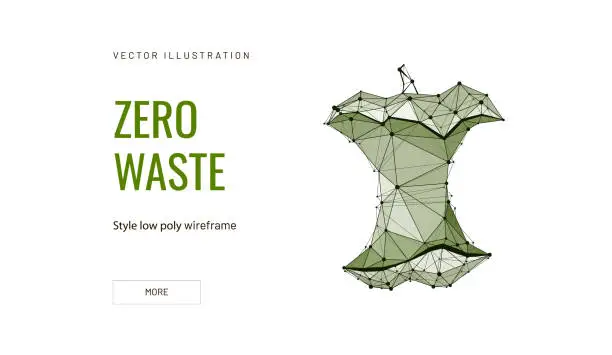 Vector illustration of Zero food waste low poly wireframe landing page template