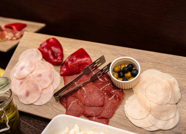 istock Delicious various sliced meat appetizer at buffet 1180180214