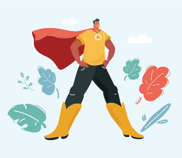 남자 에 슈퍼 히어로 착용 - superhero identity heroes mask stock illustrations