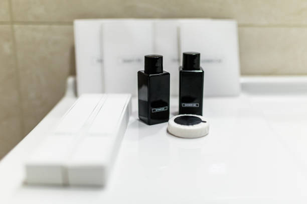 istock Toiletries: shampoo and shower gel bottles at bathroom 1180181898
