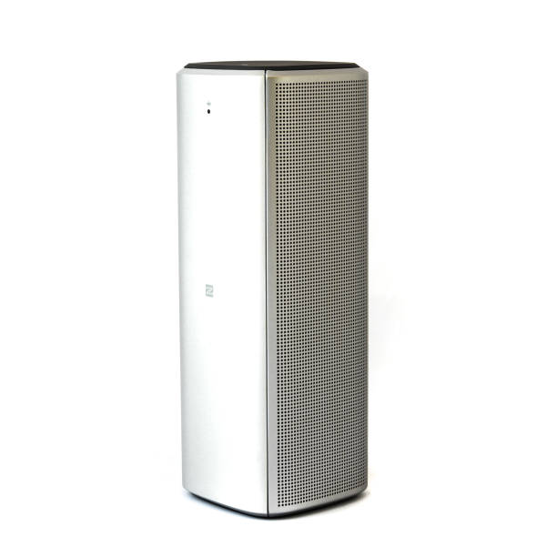 istock Studio shot of grey bluetooth speaker isolated on white 1180182970