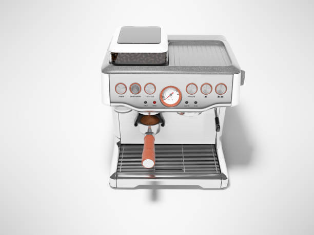 istock Carob espresso coffee maker with capacity for coffee 3d render illustration on gray background with shadow 1180184041