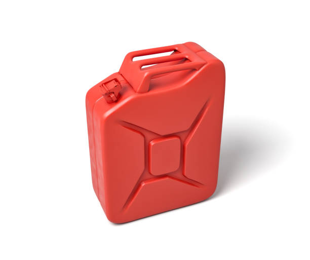 istock 3d rendering of red gas can isolated on white background. 1180191747
