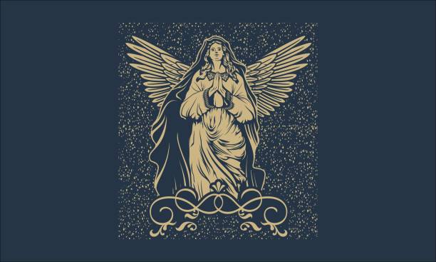 винтаж девы марии иллюстрация - virgin mary beautiful christianity religion stock illustrations