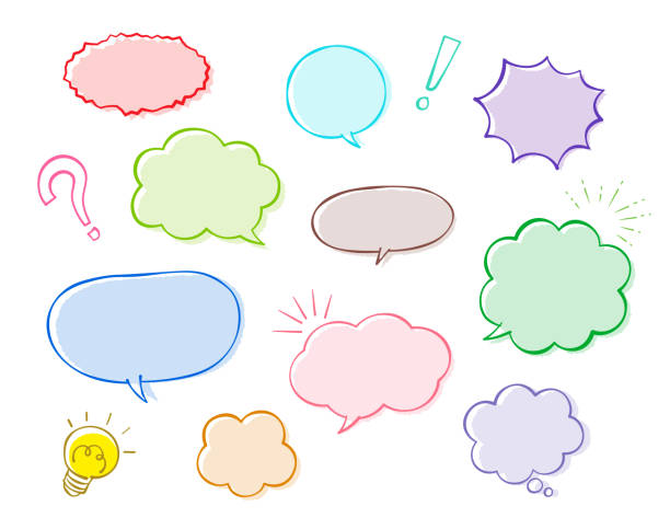 Speech bubble and decoration set (Pen drawing) Speech bubble and decoration set (Pen drawing) green word bubble stock illustrations