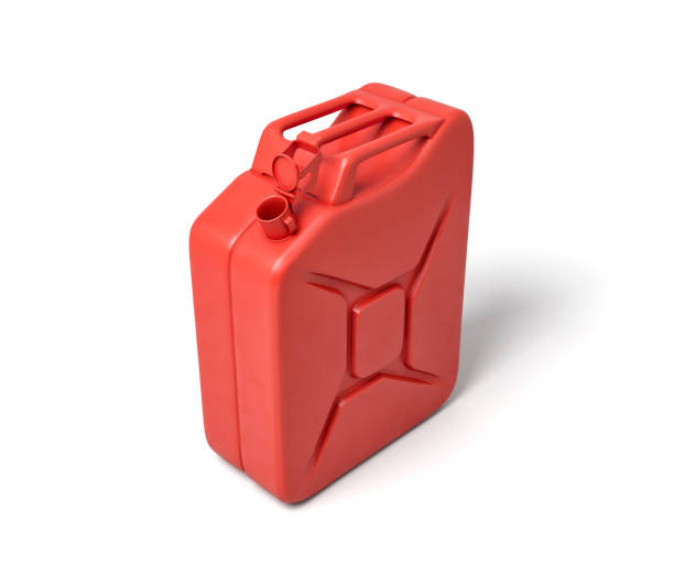 istock 3d rendering of open red gas can isolated on white background. 1180194643