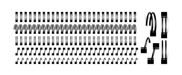 zestaw spirali wektorowych do oprawy arkuszy notebooków - book black isolated on white note pad stock illustrations