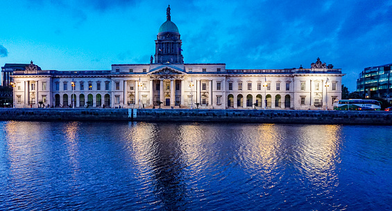 A nighttime of The Customs House,Dublin, Ireland. Designed by James Gandon and completed in 1791.