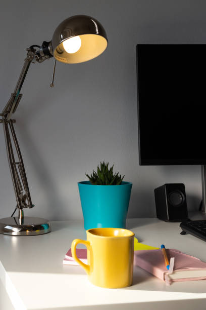 istock Morning coffee at a modern home office 1180207259