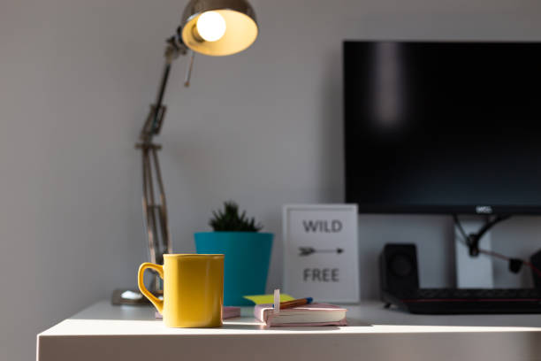 istock Morning coffee at a modern home office 1180207321