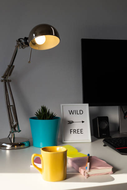 istock Morning coffee at a modern home office 1180207419
