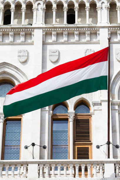istock Hungarian flag at Budapest Parliament 1180211397