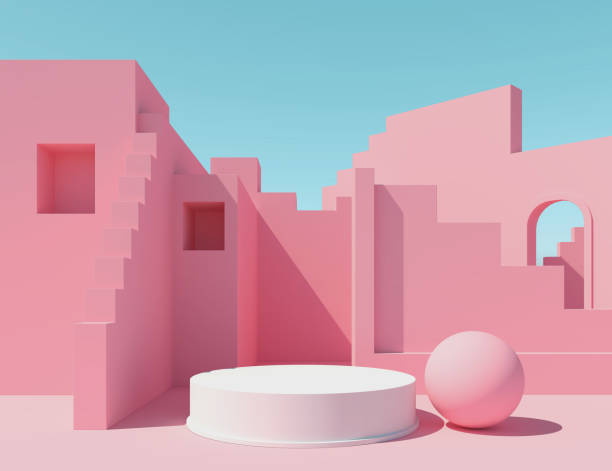 istock 3d scene render of minimal fashion podium. 1180211538