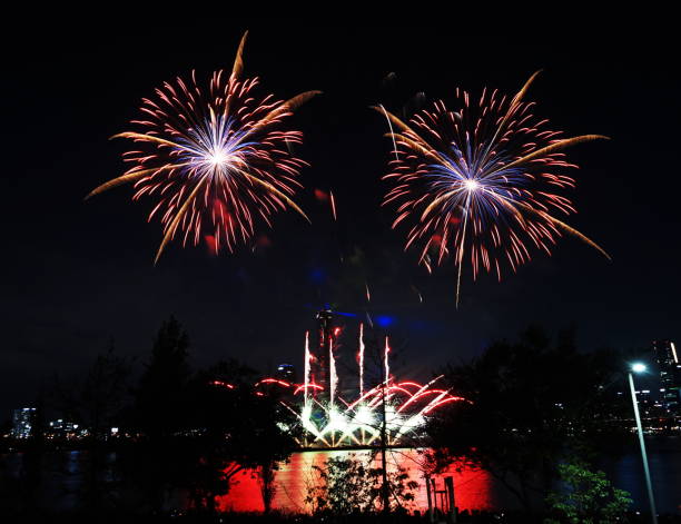 istock Night sky super large fireworks. Various shapes of fireworks 1180212812