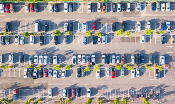 istock Aerial view  Parking lot and car 1180214550