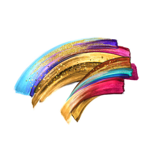 istock red blue violet gold paint smears, colorful brush strokes, abstract hand painted shape, watercolor clip art isolated on white background, makeup palette, fashion illustration, splashing design element 1180215730