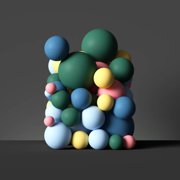 istock 3d colorful balls isolated on black, abstract background, stack of toys, assorted primitives 1180215944