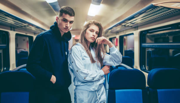 istock Young couple in a train vehicle 1180216993