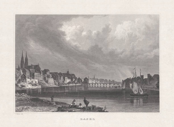 istock Historical view of Basel, Switzerland, steel engraving, published in 1860 1180217515